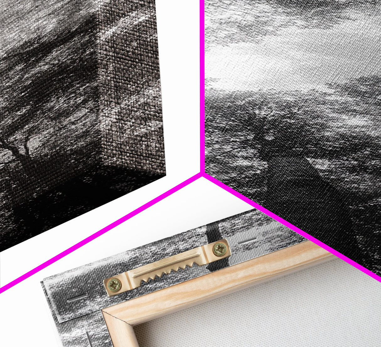 Forest Canopy, Nature Perspective, Tranquil Trees, Black and White, Framed Canvas Print, Cabin Wall Art, Scandinavian Decor, Minimalist Style