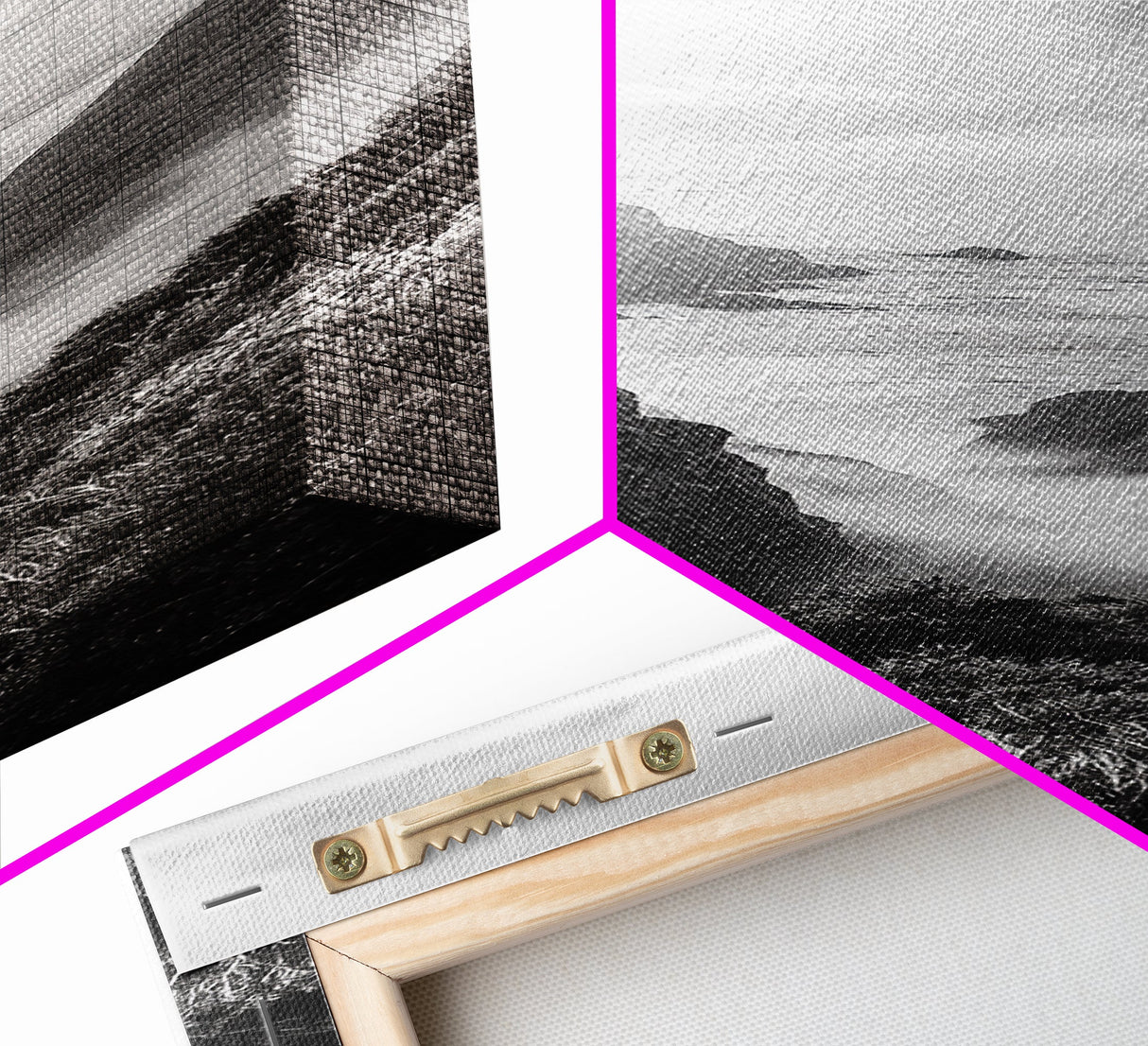 Foggy Coast, Ocean Cliffs, Atmospheric Horizon, Canvas Print, Nature Wall Art, Moody Landscape, Neutral Tones, Hallway or Office Decor