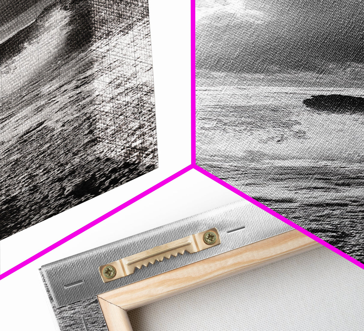 Wave Crash Rocks, Ocean Drama Scene, Moody Beach Photography, Coastal Kitchen Decor, Framed Canvas Print, Nautical Wall Art
