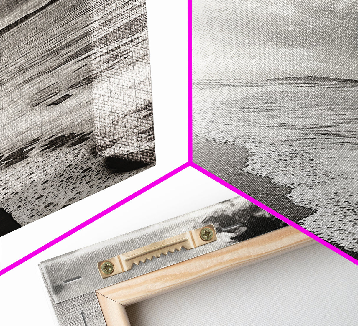 Beach Horizon, Ocean Calm, Foamy Shore, Black White Coastal Art, Canvas Print, Bathroom Decor, Peaceful Coastal Minimalist Style