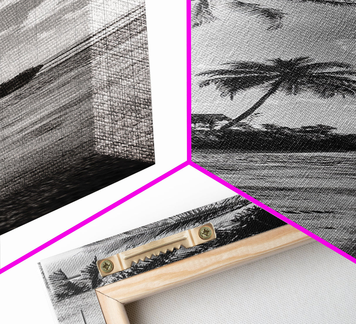 Tropical Beach, Surfboard Scene, Coastal Palms, Island Vibes, Canvas Print, Beach House Art, Summer Wall Decor, Boho Style