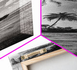Tropical Beach, Surfboard Scene, Coastal Palms, Island Vibes, Canvas Print, Beach House Art, Summer Wall Decor, Boho Style
