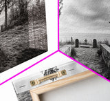 Coastal Graveyard, Moody Seascape, Quiet Reflection Scene, Framed Canvas Print, Gothic Office or Haunted Fall Wall Art Decor, Hallway Wall Art
