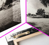 Country Farmhouse Shade, Texas Ranch Home, Oak Tree Horizon, Framed Canvas Print, Rustic Decor, Entryway or Dining Room Art