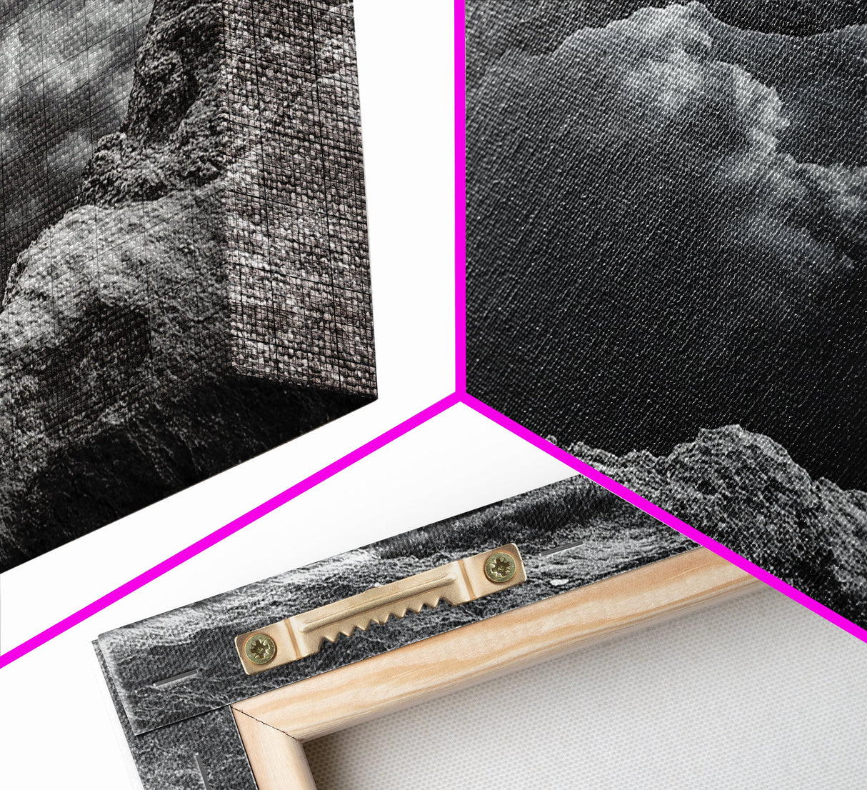 Sky Reflection, Stone Pool, Abstract Nature, Moody Minimalist Art, Framed Canvas Print, Bedroom Wall Art, Contemporary Monochrome Decor
