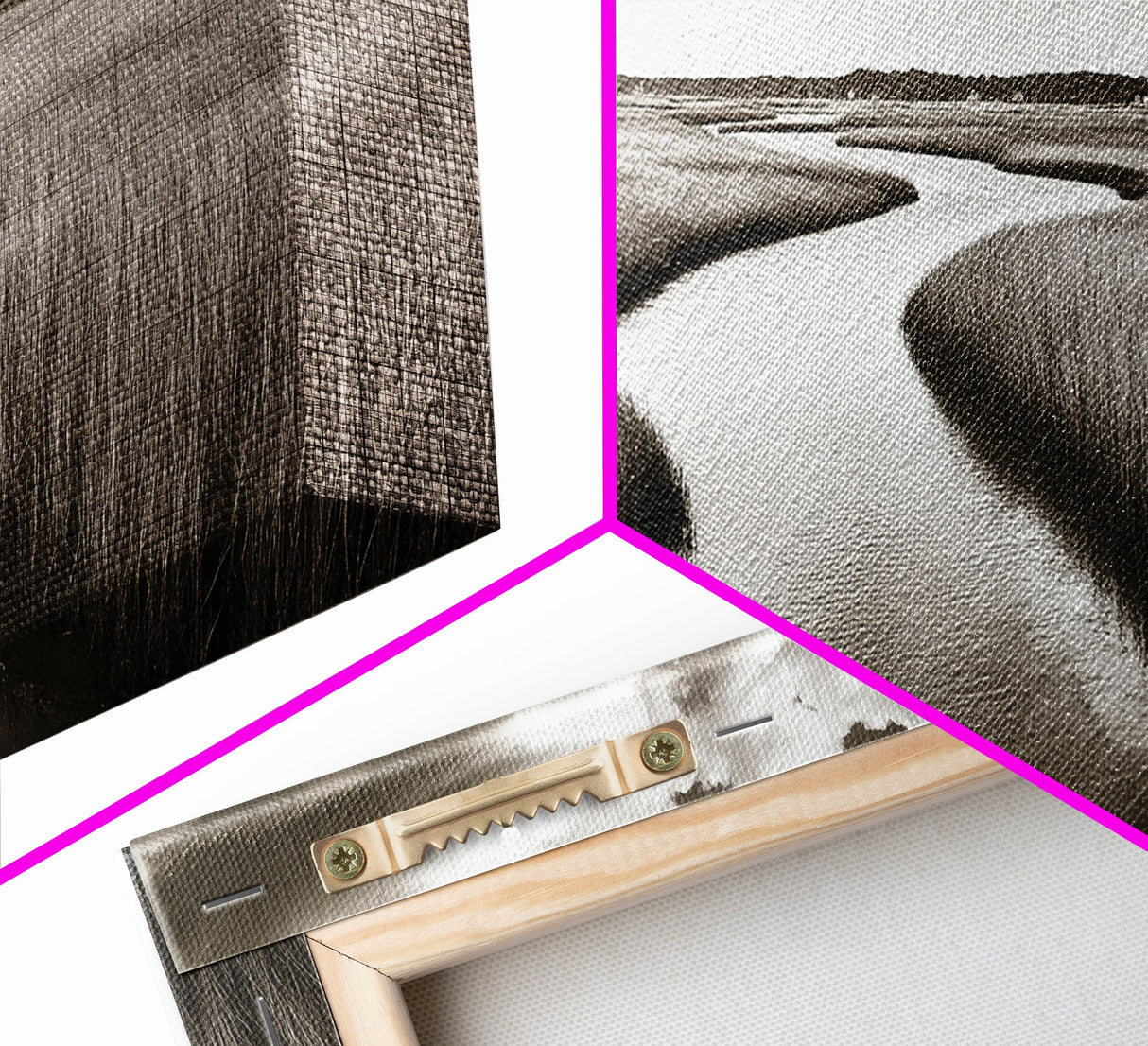 Winding River, Marsh Grass, Nature Path, Sepia Tones, Framed Canvas Print, Country Wall Art, Entryway Decor, Rustic Landscape Aesthetic