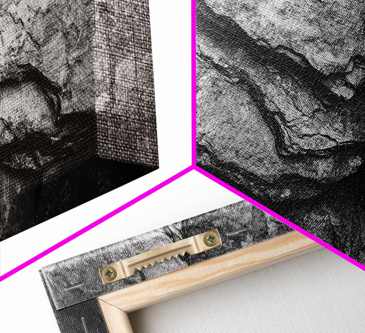 Stone Texture Closeup, Abstract Rock Pattern, Black and White Minimalist, Canvas Print, Modern Wall Art, Office Decor, Earthy Tones