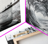 Ocean Wave Curl, Surf Tunnel, Tropical Coastline, Framed Canvas Print, Coastal Wall Art, Beach House Decor, Nature Photography