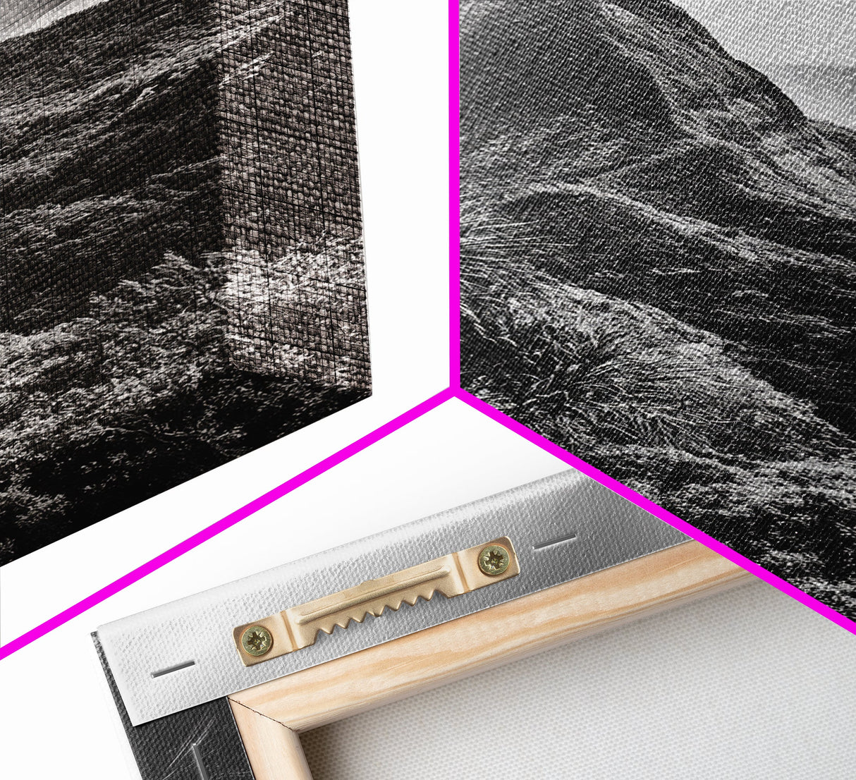 Lush Mountain Range, Cloud Covered Peaks, Jungle Tranquility, Framed Canvas Print, Entryway Wall Art, Black and White Nature, Boho Wall Art