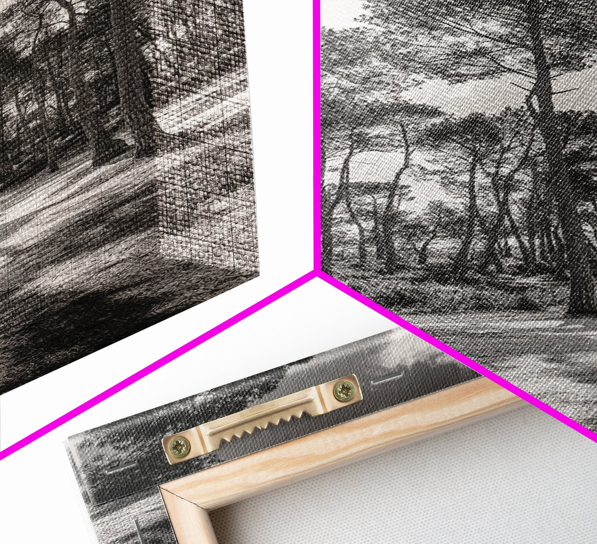 Forest Shadows, Tall Pines, Natural Light, Framed Canvas Print, woodland landscape, rustic cabin decor, autumn forest art