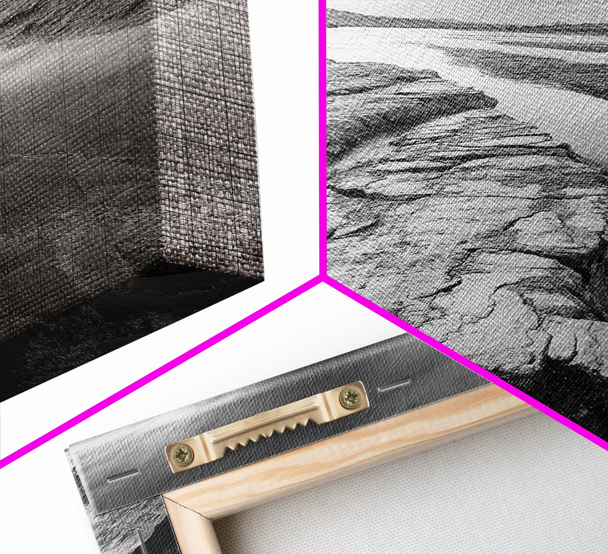Eroded Riverbed, Desert Rock, Serene Canyon, Long Exposure, Framed Canvas Print, Earth Tones, Dining Room Decor, Nature Inspired