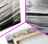 Ocean Wave Tunnel, Surfer's Eye View, Coastal Landscape, Bathroom Wall Art, Adventure Vibes, Framed Canvas Print, Black White Photography