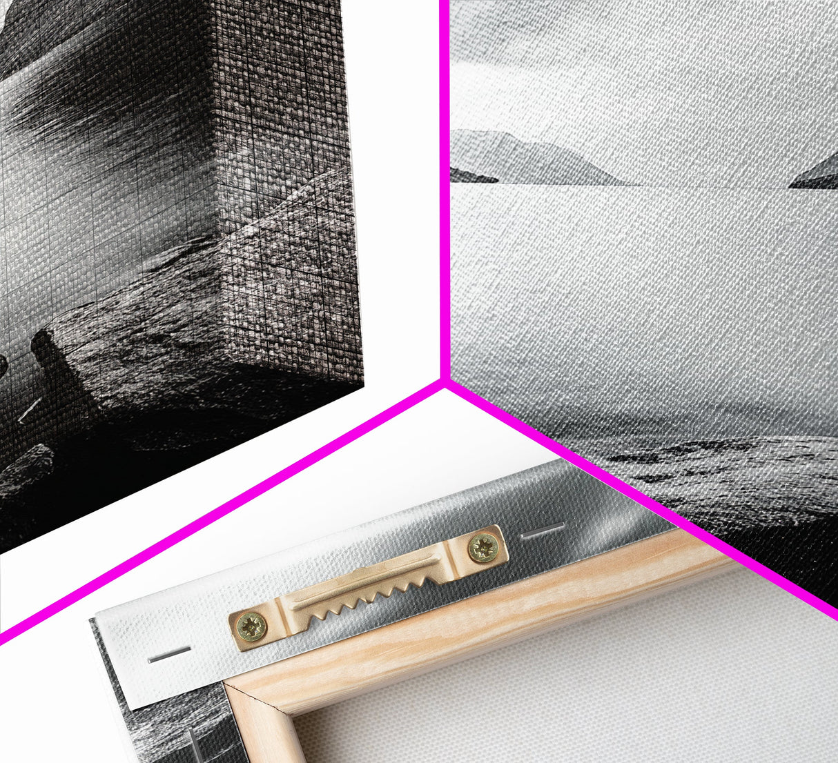 Mountain Lake, Nordic Fjord, Moody Water, Framed Canvas Print, Minimalist Wall Art, Serene Living Room Decor, Monochrome Nature Scene