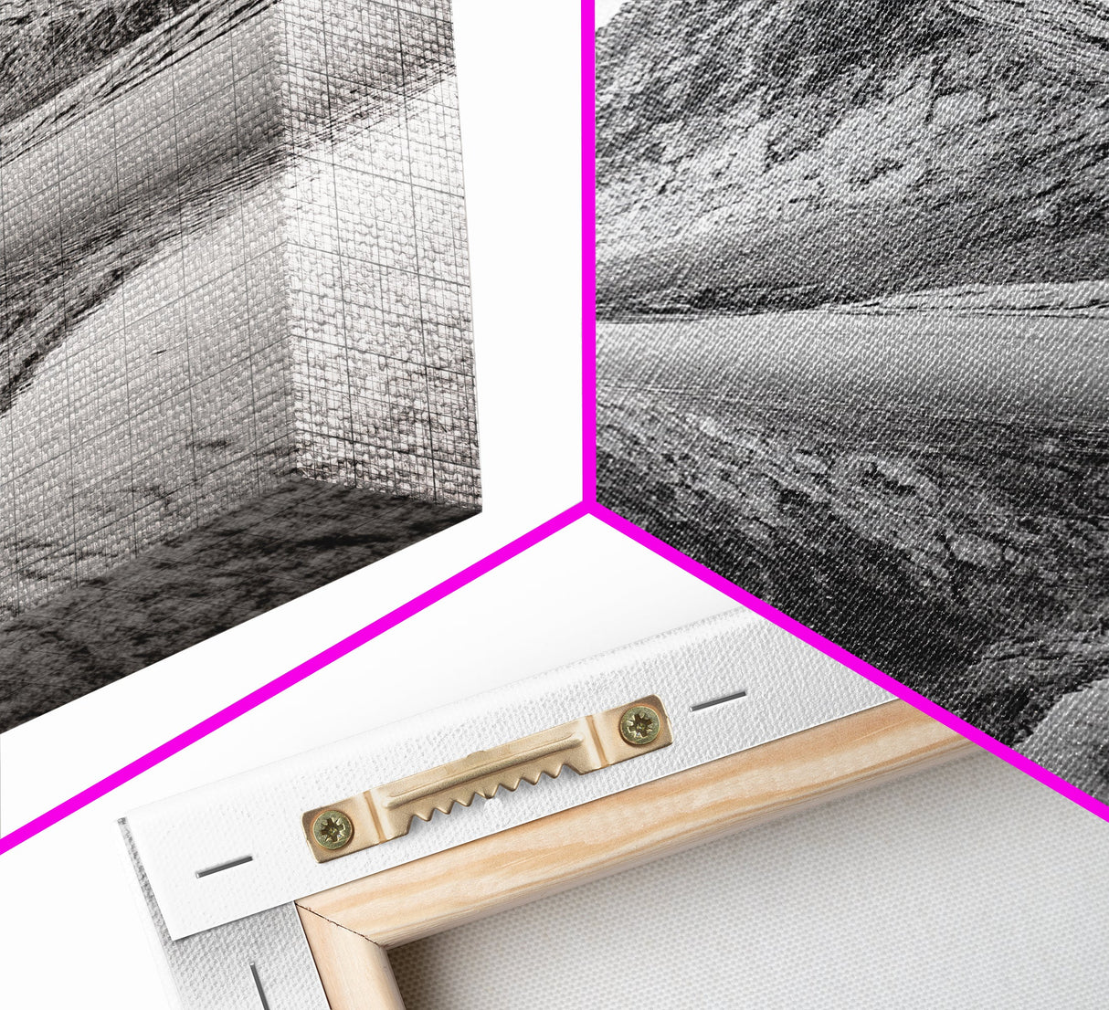 Mountain Mirror, Coastal Peak, Serene Beach, Canvas Print, Minimalist Landscape Art, Modern Living Room Wall Decor, Monochrome Nature Style