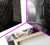 Vault Door, Sci-Fi Tunnel, Futuristic Entrance, Secure Chamber, Framed Canvas Print, Office Decor, Industrial Wall Art, Modern Cyberpunk Style