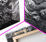 Liquid Texture Waves, Abstract Water Photography, Monochrome Art, Framed Canvas Print, Modern Living Room Wall Art, Nature-Inspired Decor