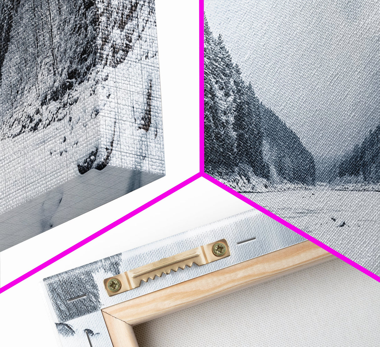 Snowy Pines, Winter Forest, Cold Wilderness, Framed Canvas Print, Christmas wall art, lodge decor, mountain retreat art, woodland art