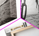 Nautical Swing, Beach Ropes, Seaside Minimalism, Canvas Print, black and white beach decor, coastal hallway wall art, maritime rustic style