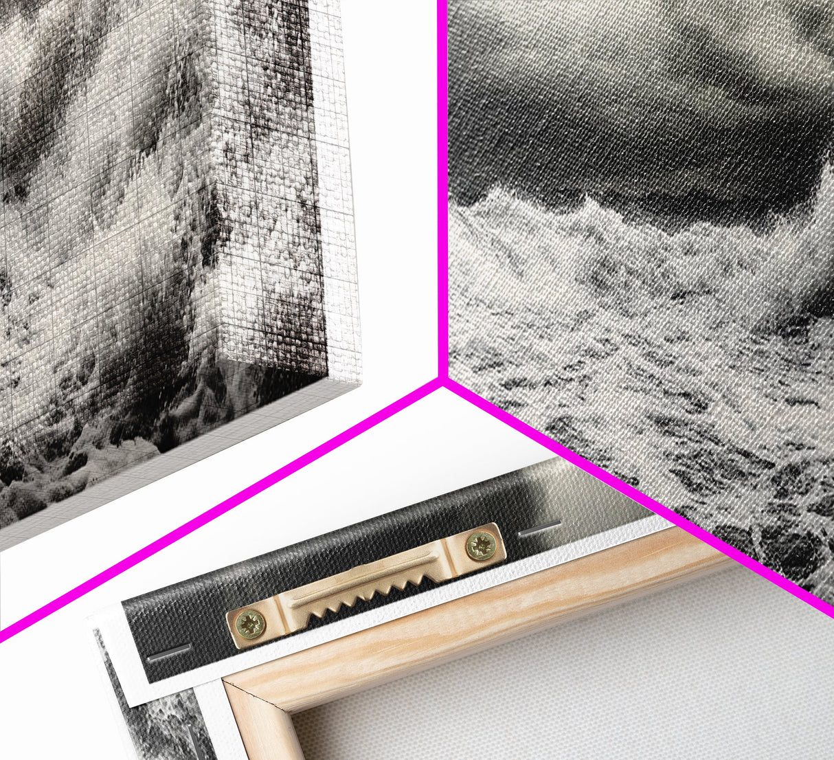 Storm Waves, Moody Sea, Ocean Power, Canvas Print, dramatic bathroom wall art, black and white seascape, coastal energy room decor