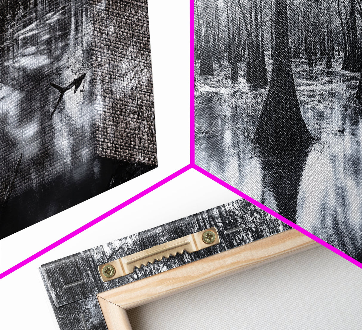 Swamp Roots, Cypress Trees, Flooded Forest, Framed Canvas Print, southern nature art, rustic lodge wall decor, moody woodland photography
