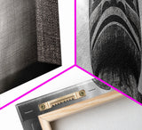 Tribal Totem Head, Cultural Wall Art, Primitive Sculpture Print, Monochrome Decor, Canvas Print, Office or Study Accent
