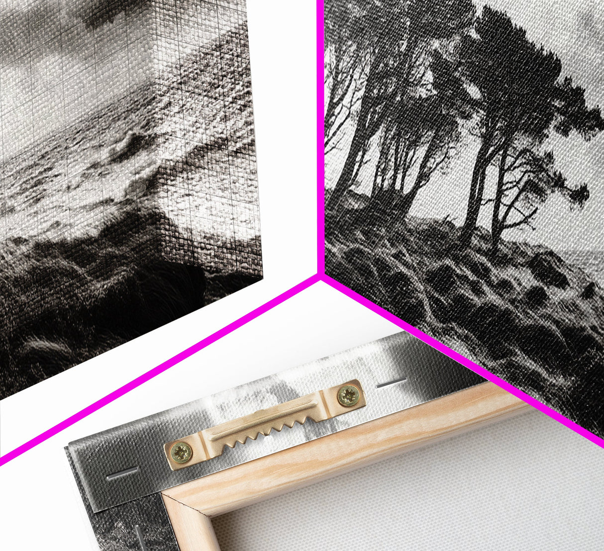 Windswept Pines, Stormy Sea, Moody Coastal Scene, Framed Canvas Print, Rustic Nature Decor, Bedroom Wall Art, Autumn Vibes