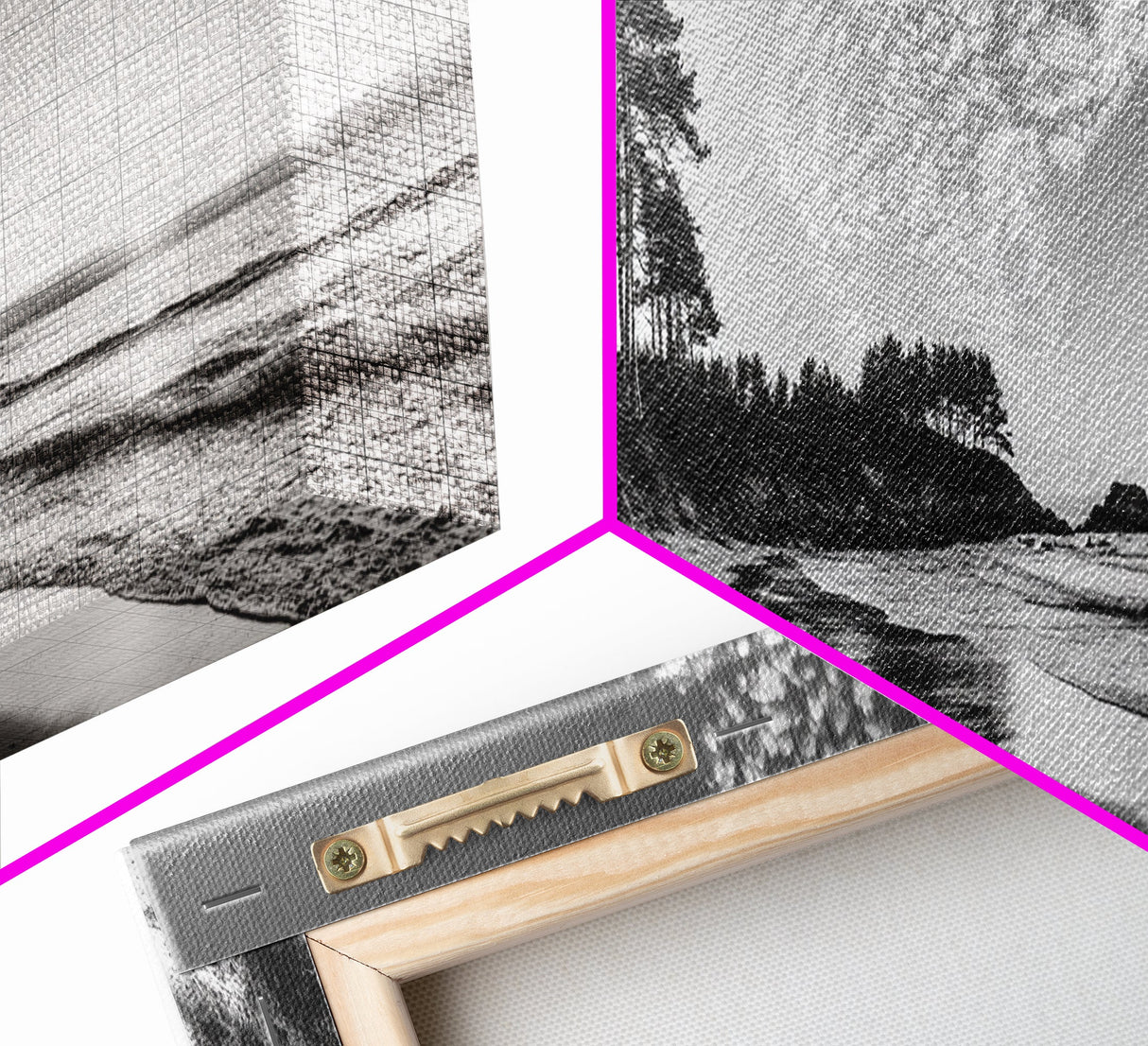 Forest Edge Beach, Coastal Sandscape, Sunset Sky, Canvas Print, Black and White Landscape, Coastal Living Room Art, Natural Vibes