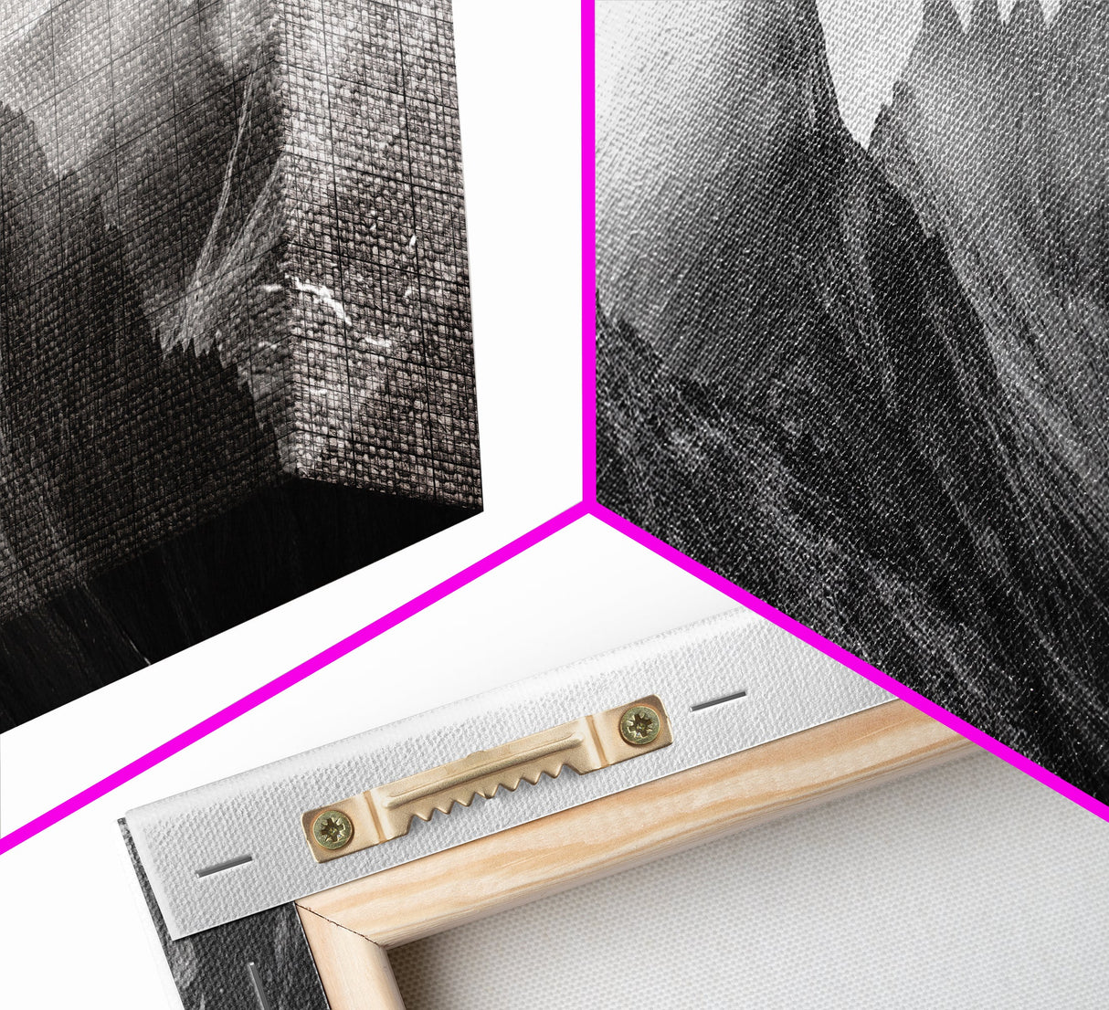 Jagged Peaks, Foggy Mountains, Dramatic Range, Canvas Print, Monochrome Wilderness Art, Office or Cabin Wall Decor, Adventure Style