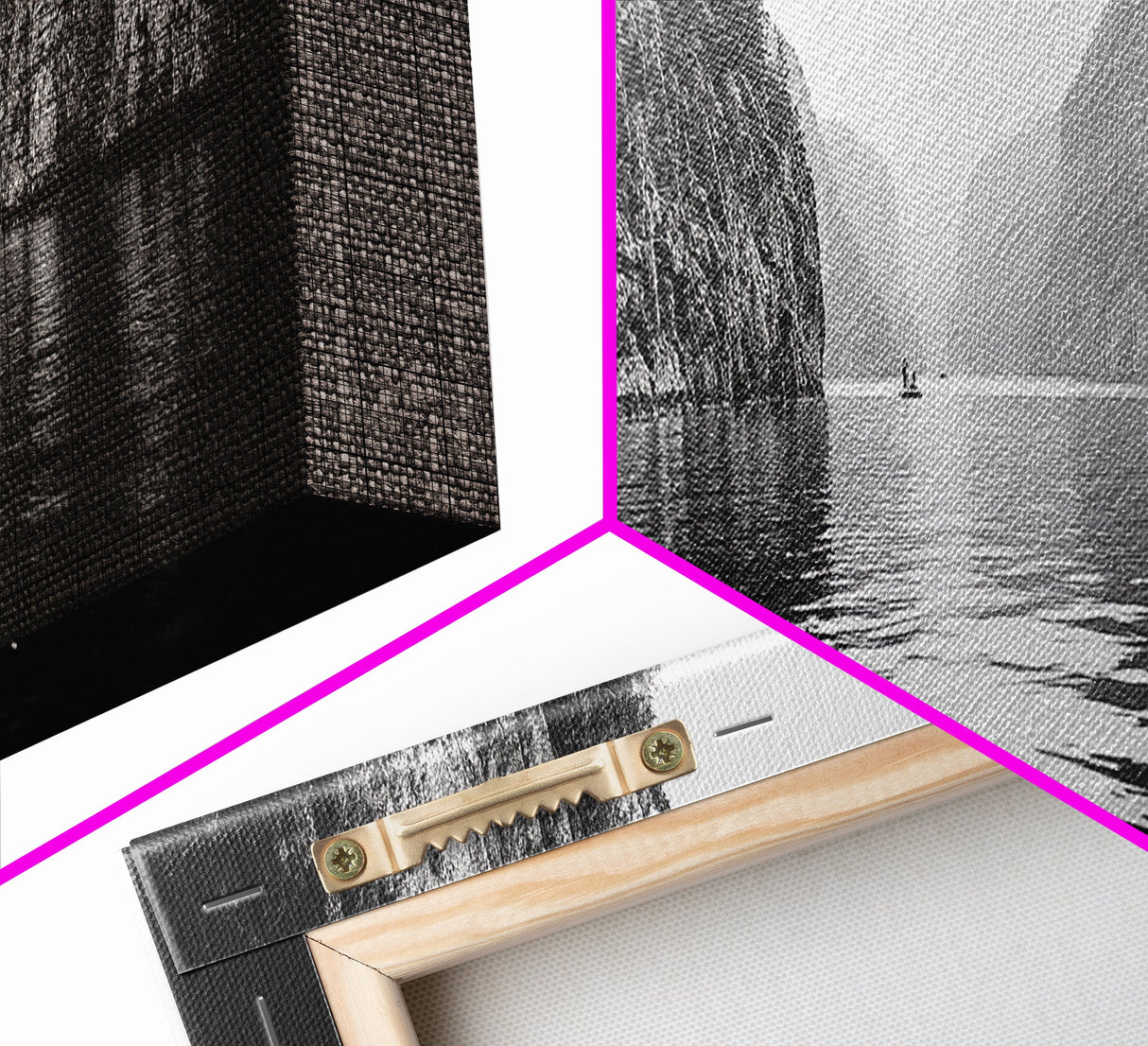 Misty Canyon, River Passage, Tranquil Adventure, Canvas Print, Nature Escape Wall Art, Zen Office Decor, Moody Black and White Style