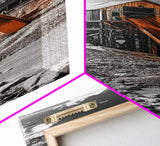 Mining Building, Rustic Industrial, Orange Slide, Historic Wall Art, Canvas Print, Western Decor, Man Cave Fall Style Artwork
