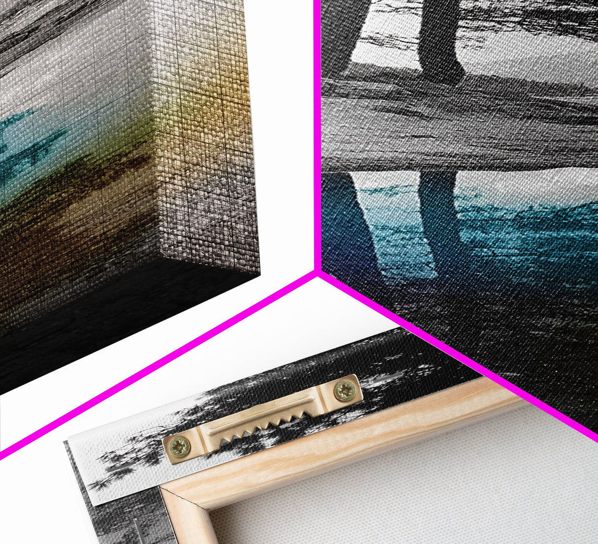 Tree Reflection, Moody Landscape, Nature Serenity, Rainbow Water, Framed Canvas Print, Boho Style, Bedroom Wall Art, Artistic Calm