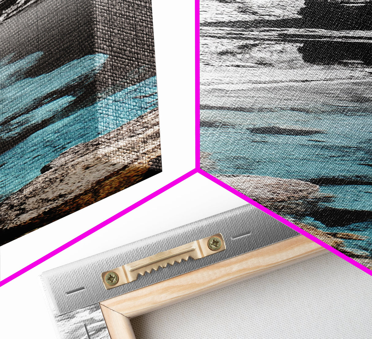 Hot Spring, Thermal Pool, Natural Stone, Tranquil Landscape, Framed Canvas Print, spa bathroom art, zen decor, calming nature print