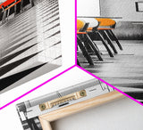 Retro Bar Scene, Modern Kitchen Art, Red Accent Decor, Canvas Print, Bold Urban Photography, Diner Wall Art, Midcentury Kitchen Wall Art