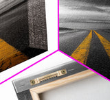 Yellow Lines, Endless Road, Moody Highway Art, Adventure Wall Decor, Canvas Print, Urban Modern Wall Art, Man Cave or Office Art
