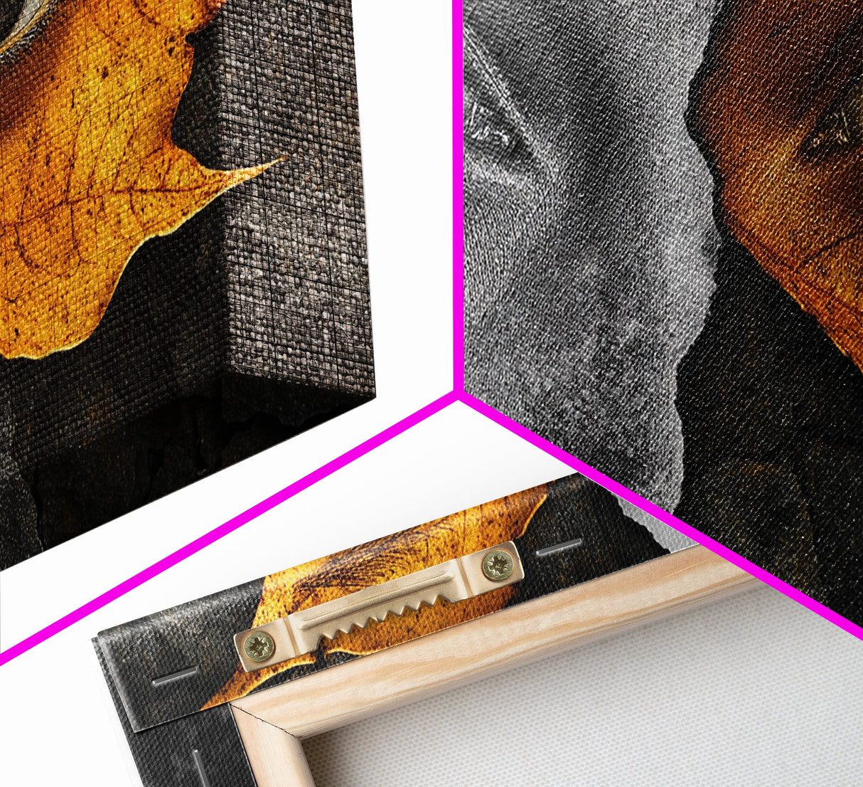 Eyes, Autumn, Leaves, Emotional duality in surreal leaf-face art on this Framed Canvas Print, Fall Decor and Unique Modern Living Room Art