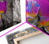 Neon Fish, Vibrant Sea Life, Underwater Wall Art, Ocean Fantasy, Framed Canvas Print, Kids Room Decor, Tropical Pop Art, Bold Colors