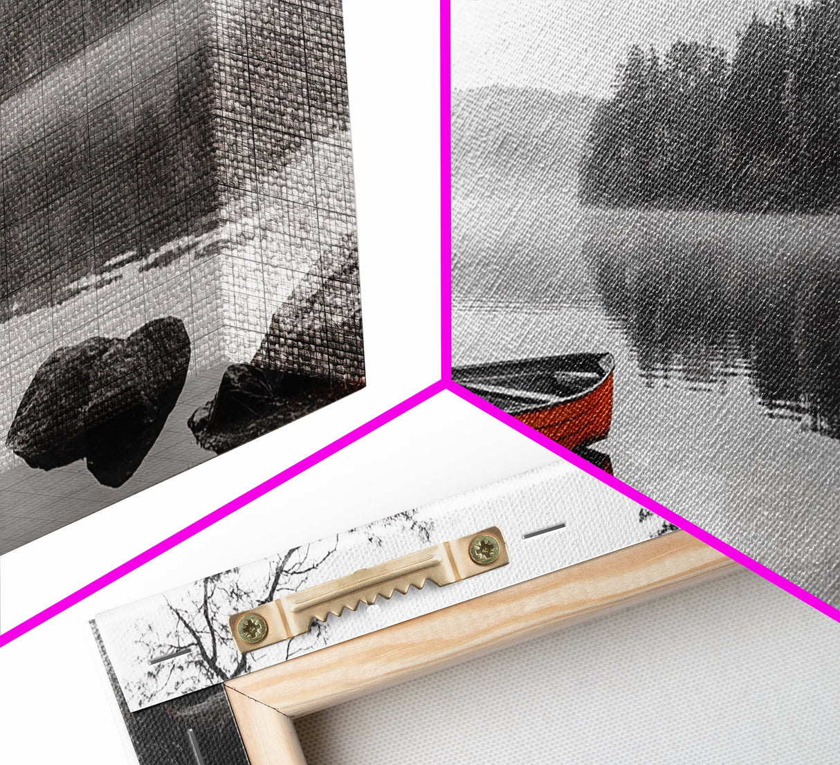 Misty Lake, Orange Boat, Forest Reflections, Foggy Calm – Canvas Print, Nature Wall Art, Fall Cabin Decor, Cozy Landscape Photography