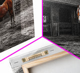 Rustic Horse, Country Barn, Moody Sky, Farm Vibes, Framed Canvas Print, Western Decor, Farmhouse Wall Art, Living Room Accent, Fall Art