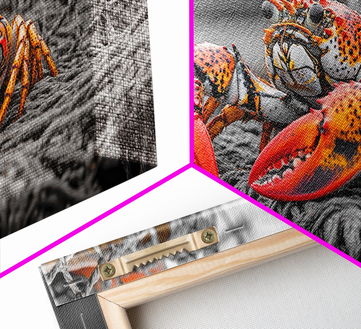 Bold Lobster, Nautical Art, Coastal Living, Red Claw, Framed Canvas Print, Beach House Wall Art, Kitchen Decor, Color Splash Style