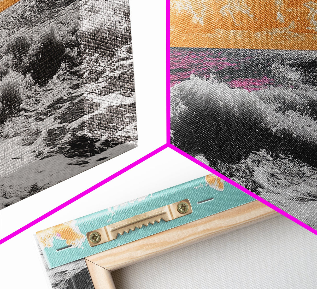 Vibrant Ocean, Sunset Sky, Colorful Waves, Canvas Print, Surreal Coastal Wall Art, Bathroom Decor, Modern Beach Aesthetic