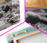 Vibrant Ocean, Sunset Sky, Colorful Waves, Canvas Print, Surreal Coastal Wall Art, Bathroom Decor, Modern Beach Aesthetic