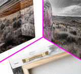 Painted Boulder, Wild Plains, Desert Glow, Framed Canvas Print, Fall Wall Art, Rustic Decor, Southwestern Art, Landscape Photography