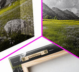 Mountain Meadow, Alpine Landscape, Nature Photography, Wildflower Field, Framed Canvas Print, Bedroom Wall Art, Summer Vibes, Scenic Escape