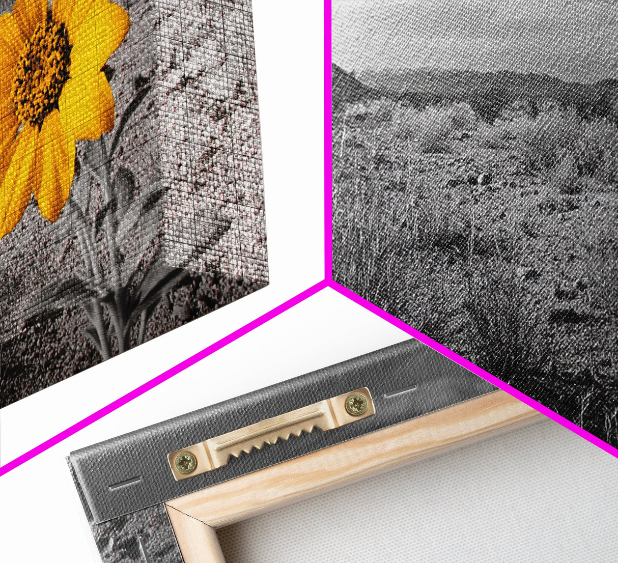 Yellow Flower, Desert Bloom, Monochrome Landscape, Canvas Print, Botanical Wall Art, Minimalist Nature Decor, Modern Kitchen Accent