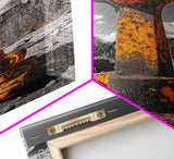 Rusty Bolt, Yellow Steel, Industrial Contrast, Framed Canvas Print, Garage Decor, Workshop Wall Art, Urban Grunge Photography