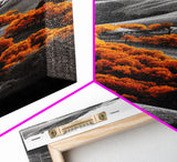 Autumn Hills, Vibrant Trees, Countryside View, Framed Canvas Print, Fall Landscape Art, Farmhouse Decor, Cozy Living Room Accent