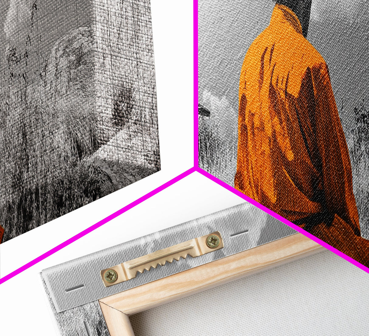 Solitude in Nature, Orange Robe Figure, Mindful Meditation Scene, Canvas Print, Boho Landscape, Zen Room Wall Art, Office Wall Decor