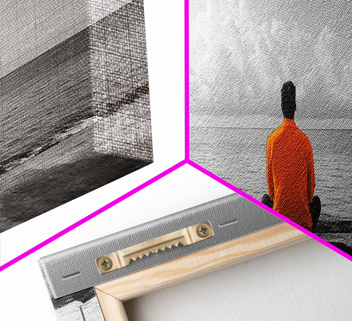 Orange Jacket, Solitude Man, Sea Gaze, Minimal Mood, Framed Canvas Print, Office Wall Art, Modern Decor, Reflective Photography