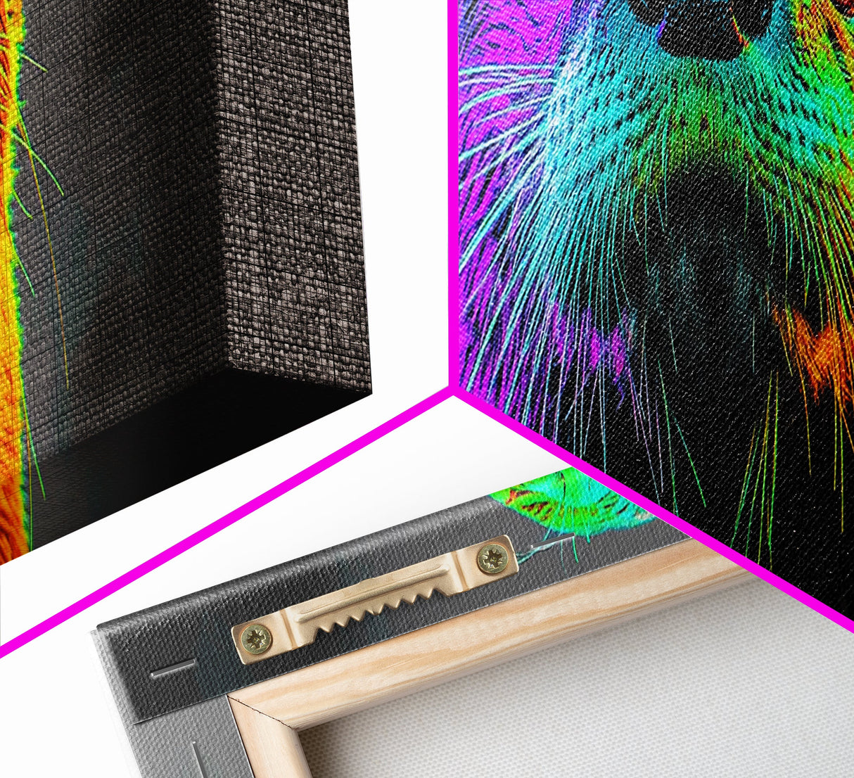 Neon Otter, Rainbow Wildlife, Pop Art Animal, Colorful Creature, Framed Canvas Print, Modern Animal Art, Teen Room Decor, Eclectic Wall Art