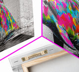 Rainbow Dolphin Splash, Colorful Ocean Animal, Vibrant Wildlife Art, Canvas Print, Coastal Kids Room Wall Art, Playroom Nautical Decor
